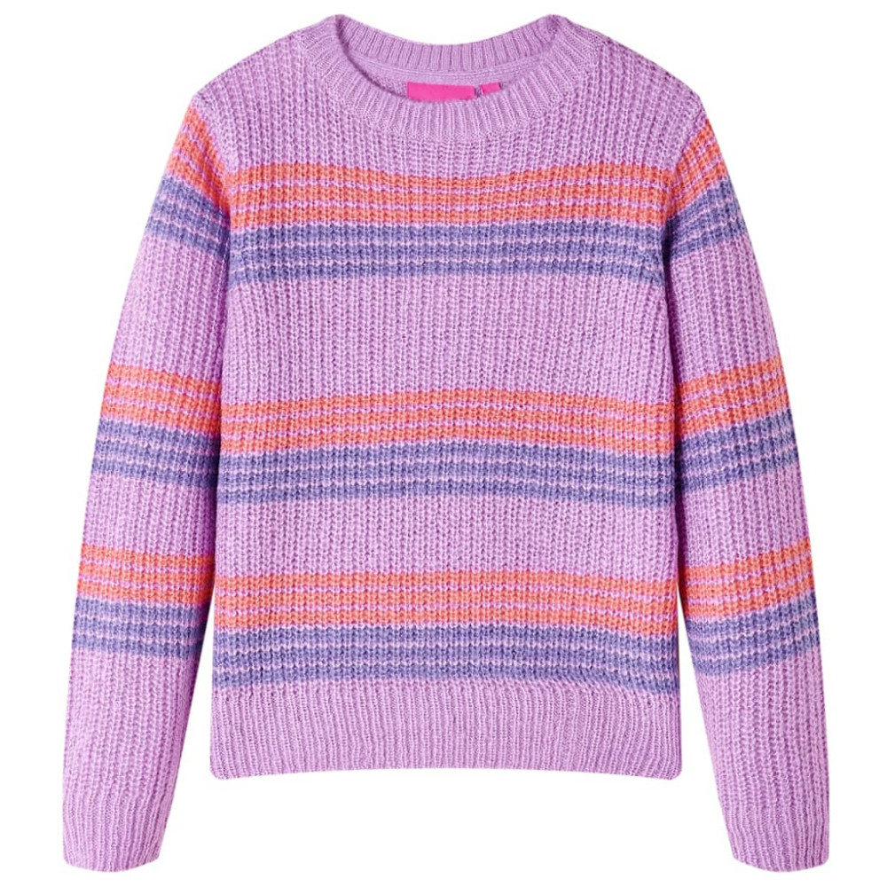 Produktbild för Stickad tröja med ränder för barn lila och rosa 92