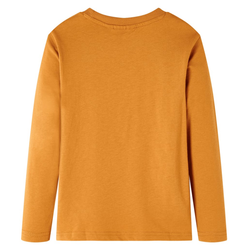 Produktbild för T-shirt med långa ärmar för barn mörk ockra 128