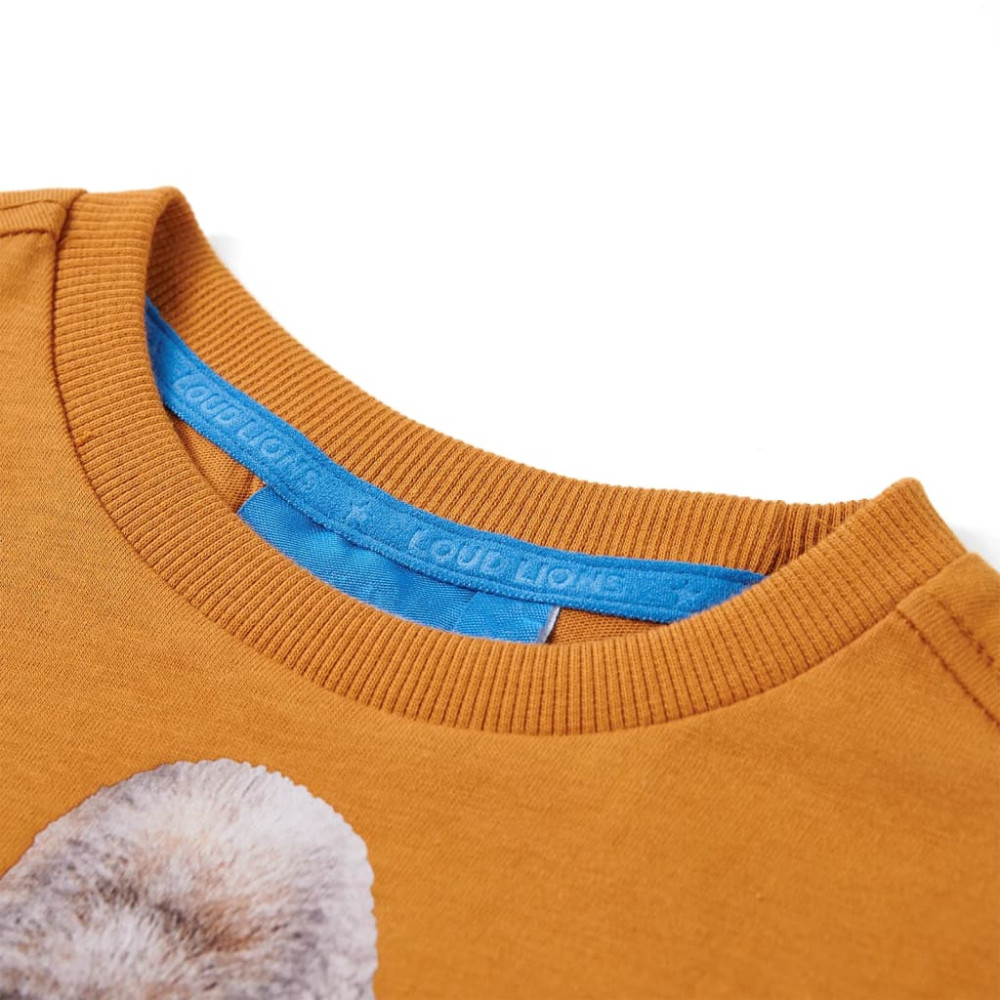 Produktbild för T-shirt med långa ärmar för barn mörk ockra 128