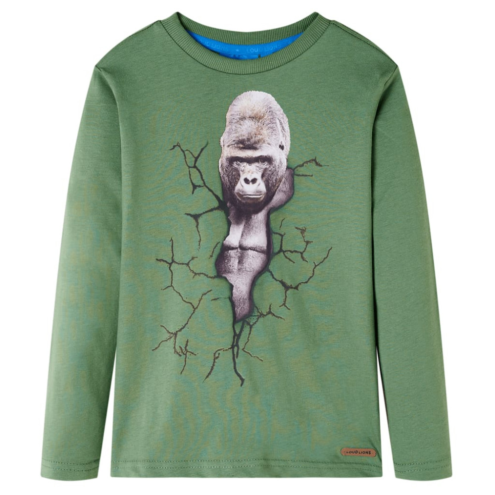 Produktbild för T-shirt med långa ärmar för barn ljus khaki 128