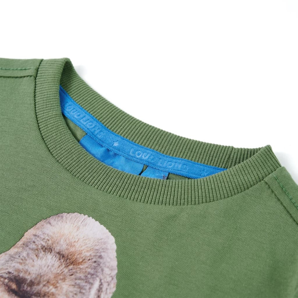 Produktbild för T-shirt med långa ärmar för barn ljus khaki 128