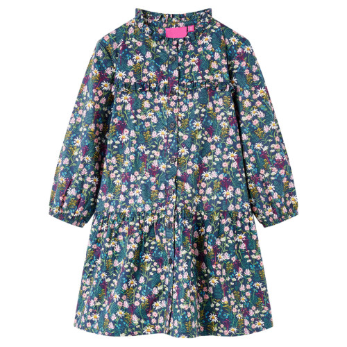 vidaXL Klänning med långa ärmar för barn mörkblå 104