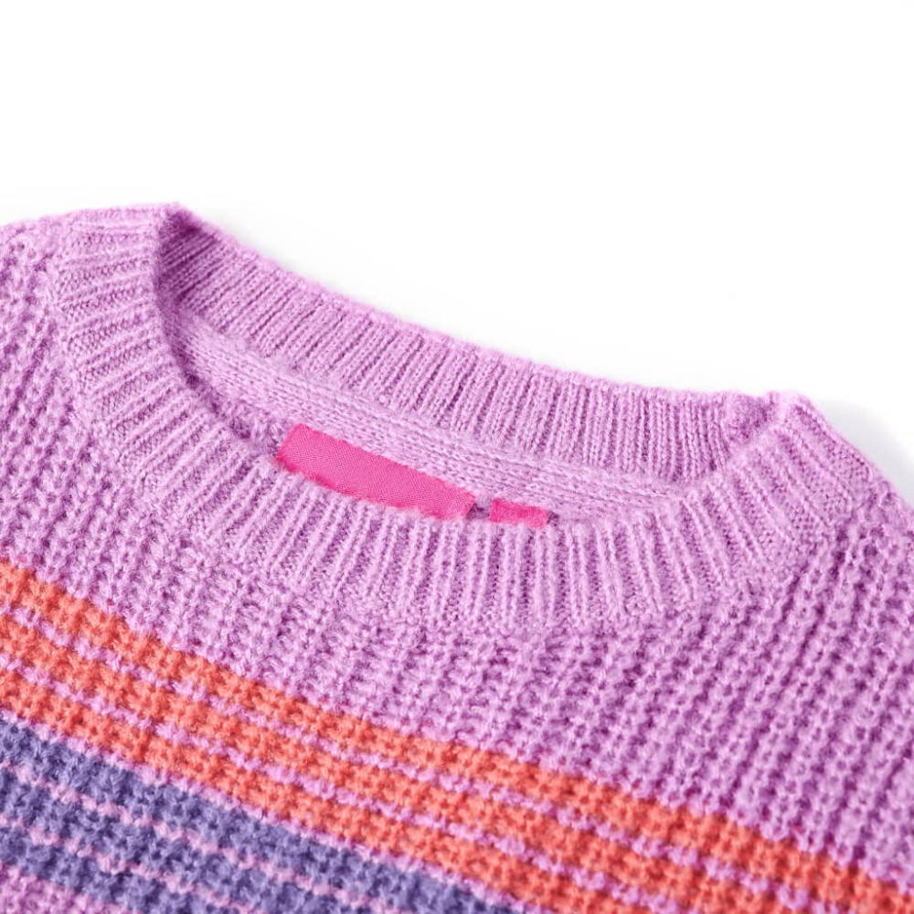 Produktbild för Stickad tröja med ränder för barn lila och rosa 116
