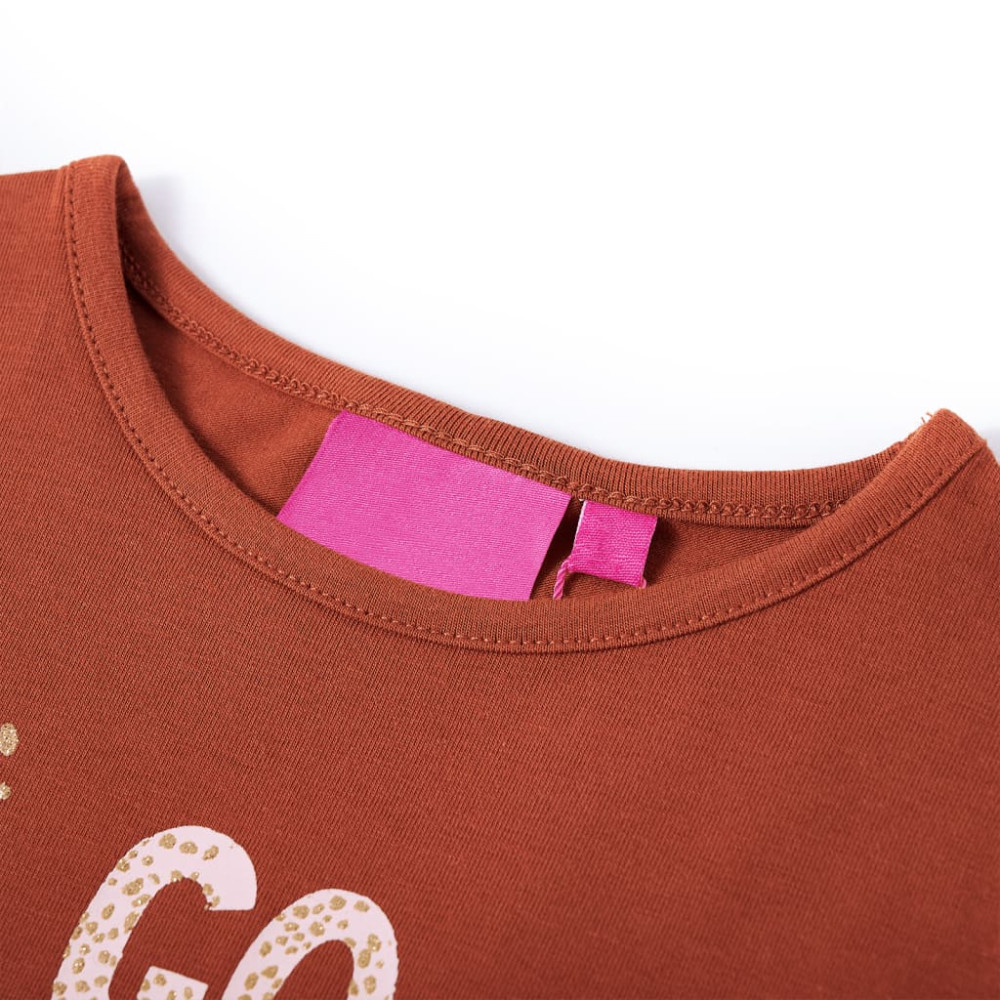 Produktbild för T-shirt med långa ärmar för barn konjaksbrun 140