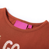 Produktbild för T-shirt med långa ärmar för barn konjaksbrun 140
