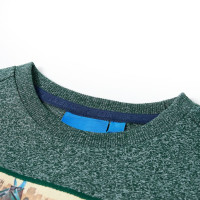 Produktbild för T-shirt med långa ärmar för barn mörkgrön melange 128