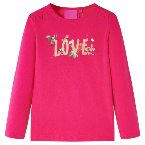 vidaXL T-shirt med långa ärmar för barn stark rosa 116
