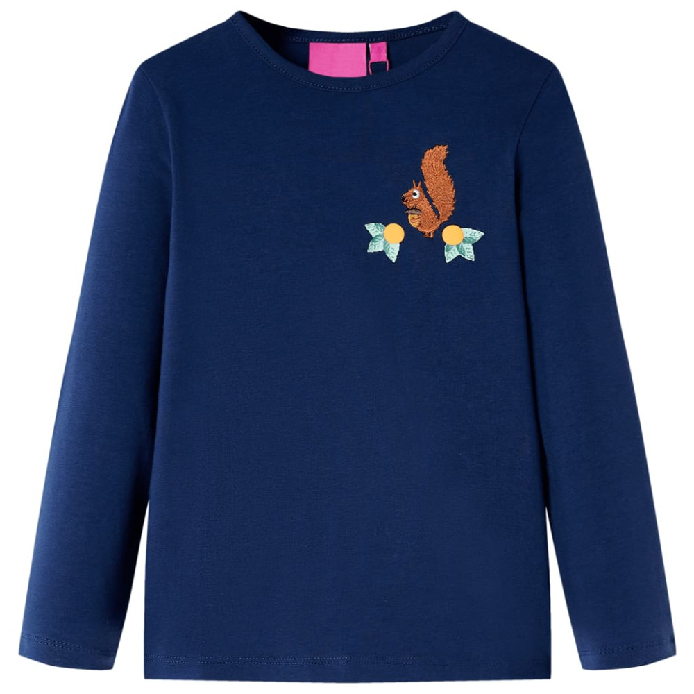 Produktbild för T-shirt med långa ärmar för barn marinblå 140