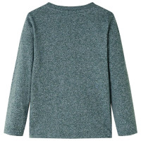 Produktbild för T-shirt med långa ärmar för barn mörkgrön melange 104