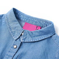 Produktbild för Klänning med långa ärmar för barn marin och denimblå 104