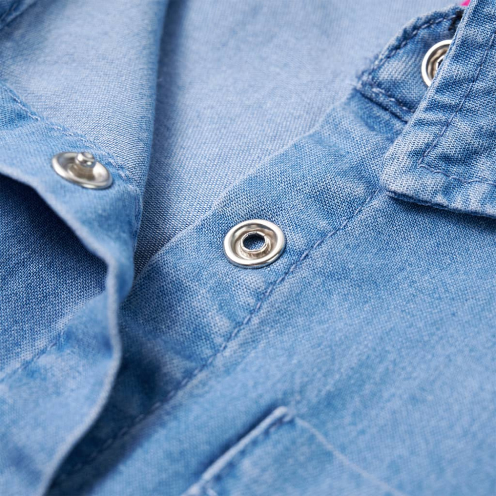 Produktbild för Klänning med långa ärmar för barn marin och denimblå 104