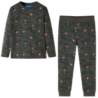 Produktbild för Pyjamas med långa ärmar för barn khaki 128