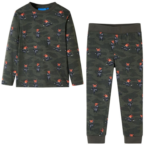 vidaXL Pyjamas med långa ärmar för barn khaki 128