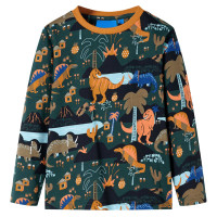 Produktbild för Pyjamas med långa ärmar för barn mörkgrön 104