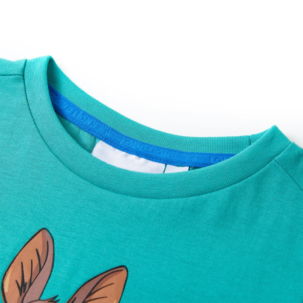 Produktbild för T-shirt med korta ärmar för barn mörk mintgrön 128