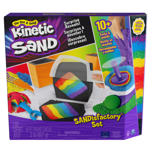 Spin Master Kinetic Sand Sandisfactory Set with 2lbs of Colored and Black