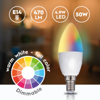 Produktbild för WiFi Smart E14 LED RGBW 4,9W 470 lm