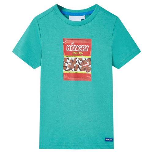 vidaXL T-shirt med korta ärmar för barn mörk mintgrön 104