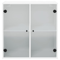 Produktbild för Sidoskåp med glasdörrar vit 68x37x68,5 cm