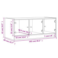 Produktbild för Soffbord med glasdörrar brun ek 102x50x42 cm