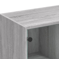 Produktbild för Bokhylla med dörrar grå sonoma 136x37x109 cm konstruerat trä