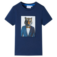 Produktbild för T-shirt med korta ärmar för barn mörkblå 116