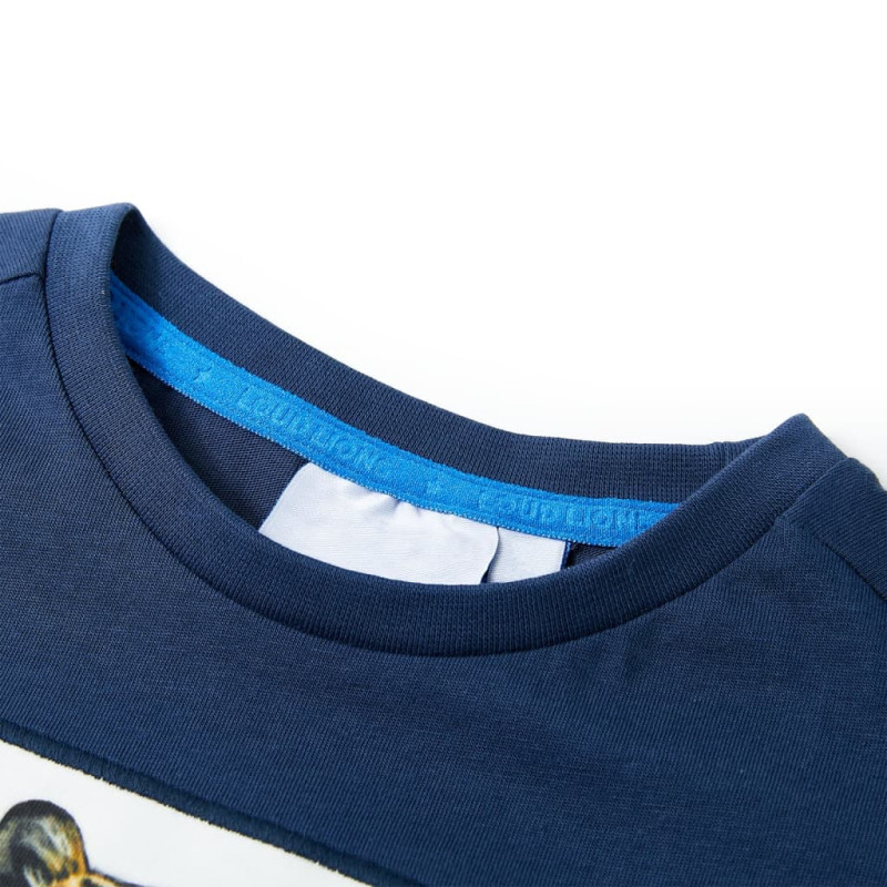 Produktbild för T-shirt med korta ärmar för barn mörkblå 140