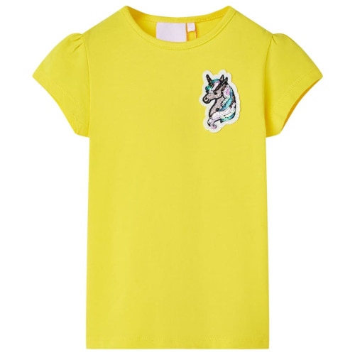 vidaXL T-shirt för barn stark gul 128