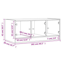 Miniatyr av produktbild för Soffbord med glasdörrar rökfärgad ek 102x50x42 cm