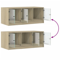 Produktbild för Soffbord med glasdörrar sonoma-ek 102x50x42 cm