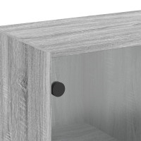 Produktbild för Sidoskåp med glasdörrar grå sonoma 68x37x68,5 cm