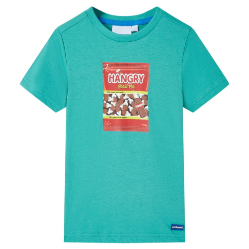 vidaXL T-shirt med korta ärmar för barn mörk mintgrön 140
