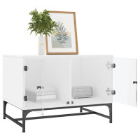 Produktbild för Soffbord med glasdörrar vit 68,5x50x50 cm