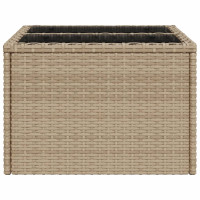 Produktbild för Trädgårdsbord med glasskiva beige 55x55x37 cm konstrotting