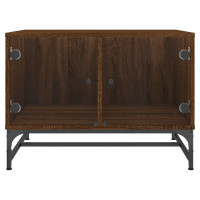 Produktbild för Soffbord med glasdörrar brun ek 68,5x50x50 cm