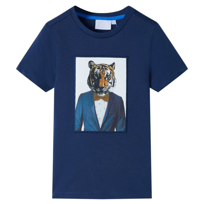 Produktbild för T-shirt med korta ärmar för barn mörkblå 92