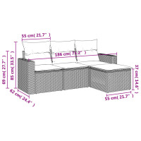 Produktbild för Soffgrupp för trädgård med dynor 4 delar svart konstrotting