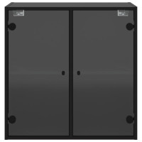 Produktbild för Sidoskåp med glasdörrar svart 68x37x68,5 cm