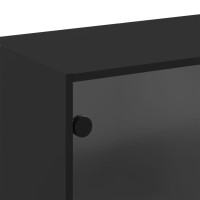 Produktbild för Sidoskåp med glasdörrar svart 68x37x68,5 cm