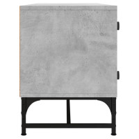 Produktbild för Tv-bänk med glasdörrar betonggrå 102x37x50 cm