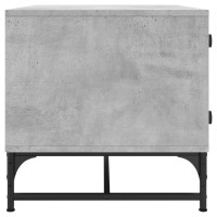 Miniatyr av produktbild för Soffbord med glasdörrar betonggrå 68,5x50x50 cm