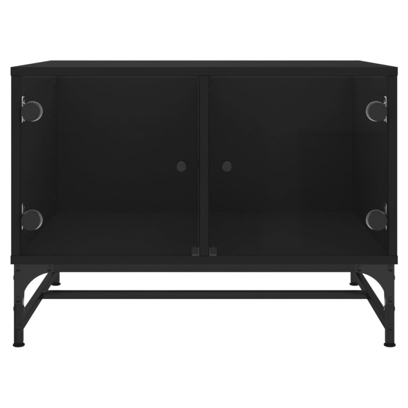 Produktbild för Soffbord med glasdörrar svart 68,5x50x50 cm