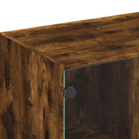 Produktbild för Bokhylla med dörrar rökfärgad ek 136x37x109 cm konstruerat trä