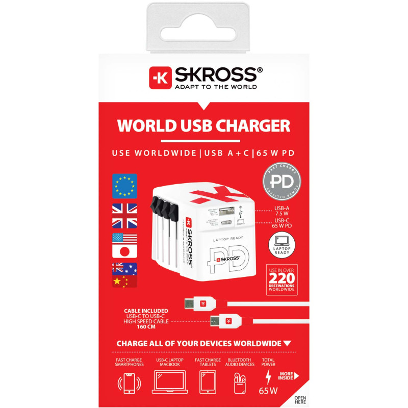 Produktbild för World USB Charger AC65PD USB-C PD + USB-A 65W