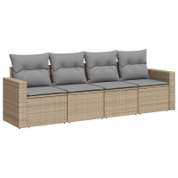 Produktbild för Soffgrupp för trädgård med dynor 4 delar beige konstrotting