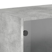 Produktbild för Sidoskåp med glasdörrar betonggrå 68,5x37x35 cm
