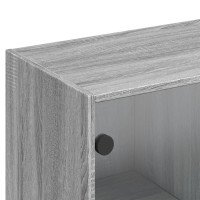Produktbild för Bokhylla med dörrar grå sonoma 136x37x142 cm konstruerat trä
