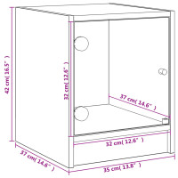 Produktbild för Sängskåp med glasdörrar 2 st brun ek 35x37x42 cm