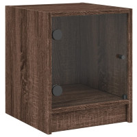 Produktbild för Sängskåp med glasdörrar 2 st brun ek 35x37x42 cm