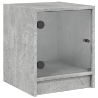 Produktbild för Sängskåp med glasdörr betonggrå 35x37x42 cm